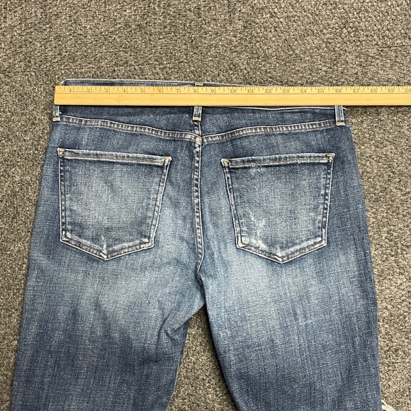 Agolde Sophie Distressed Ripped Blue Jeans Ankle Cropped Denim Holes Worn 32 - Picture 8 of 8